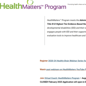 Thumbnail image of a HealthMatters Program webpage