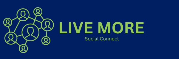 Live More - Social Connect logo, with outlines of individuals being connected by lines